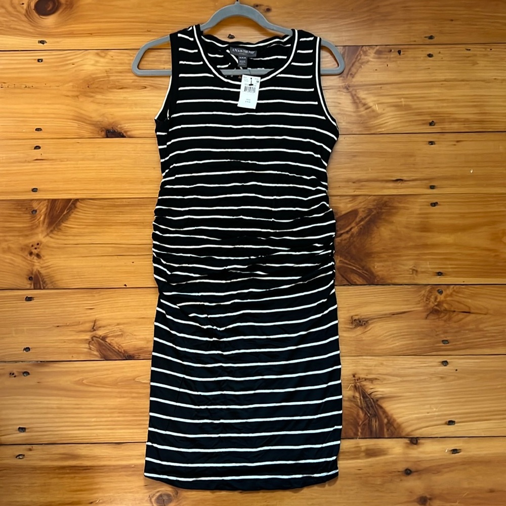 A Pea in the Pod Maternity Dress. Size Medium. Black and White Stripe.